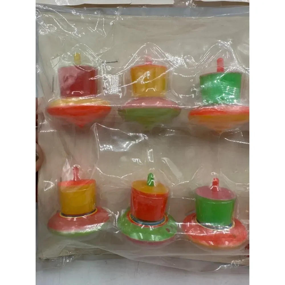 Vtg Carrousel 70s Party Favors Tops Top Toys Colorful Sealed Rare